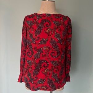 Ann Taylor Loft Red Paisley blouse